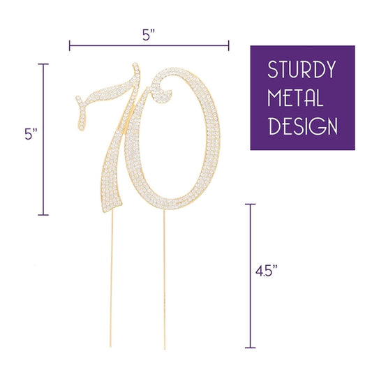 Gold 70 Crystal Cake Topper