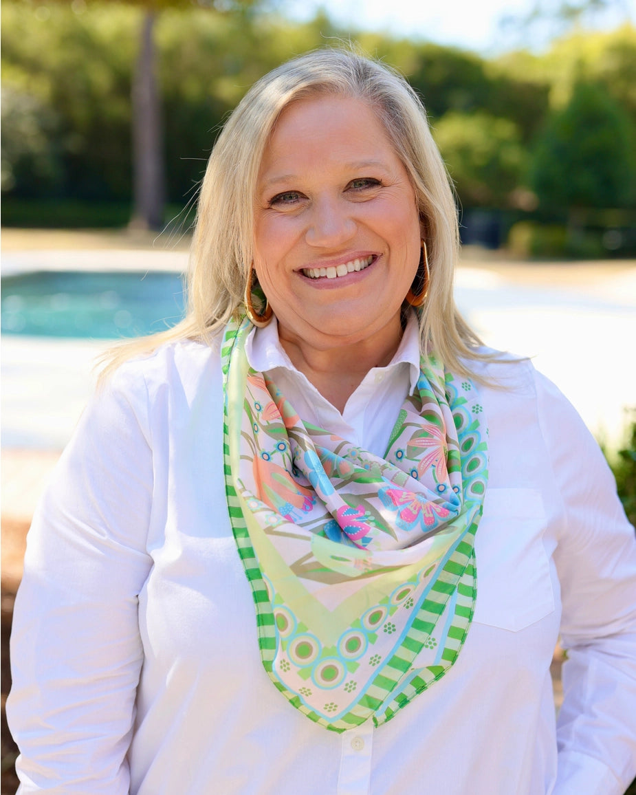 Brady Floral Print Scarf - Green