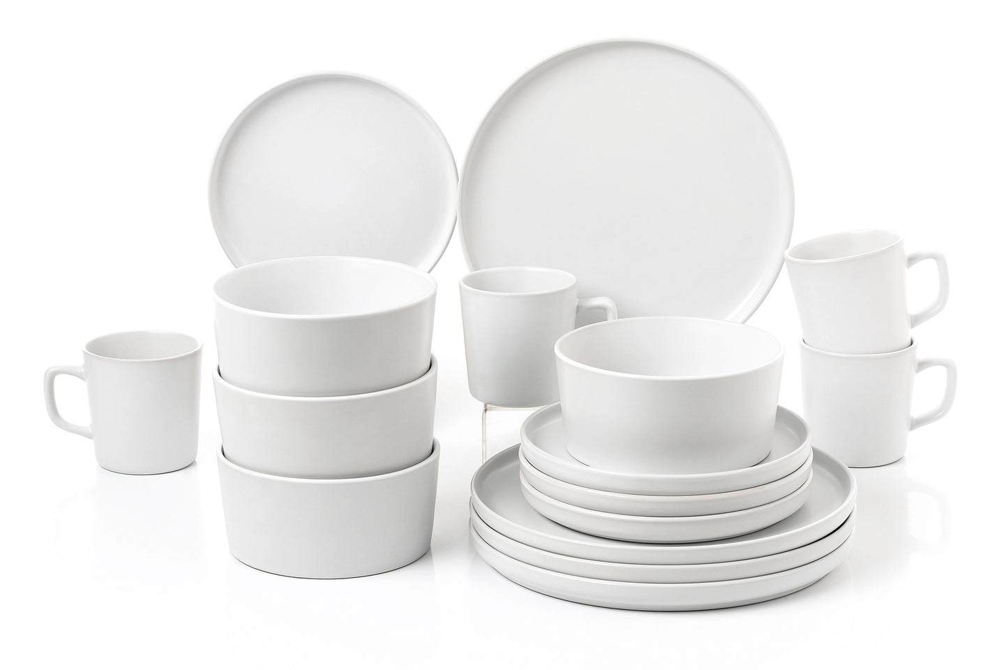 White Stoneware 16-Pc Dinnerware Set for 4