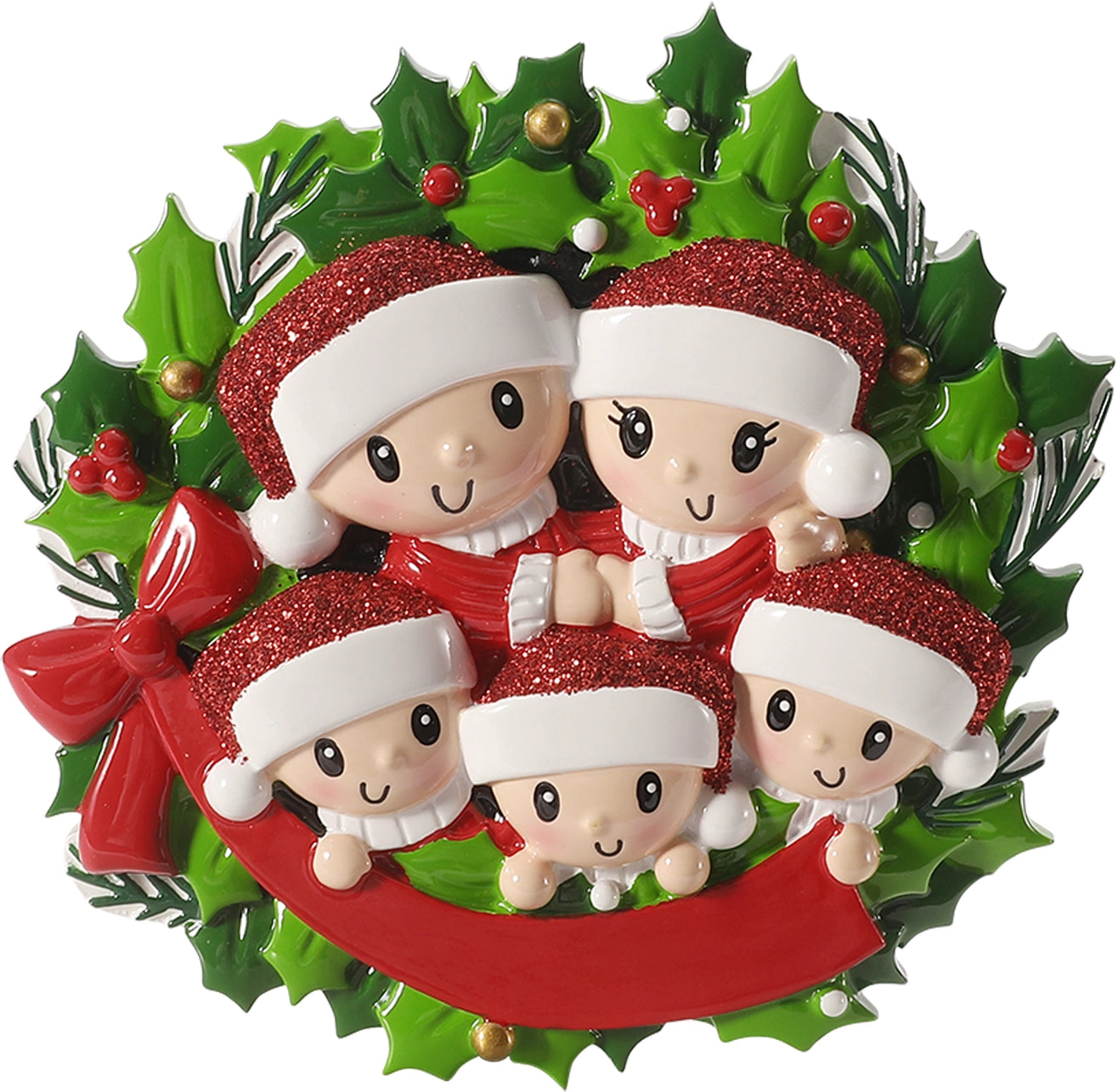 Family in Christmas Wreath Personalized Ornament