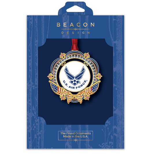 Patriotic US Air Force Flag Brass Ornament