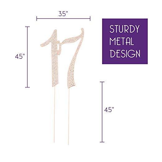 Rose Gold 17 Crystal Cake Topper