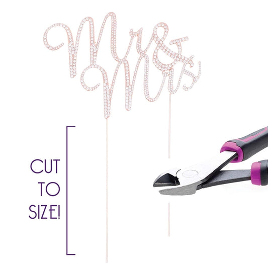 Mr & Mrs Cursive Rose Gold Crystal Cake Topper