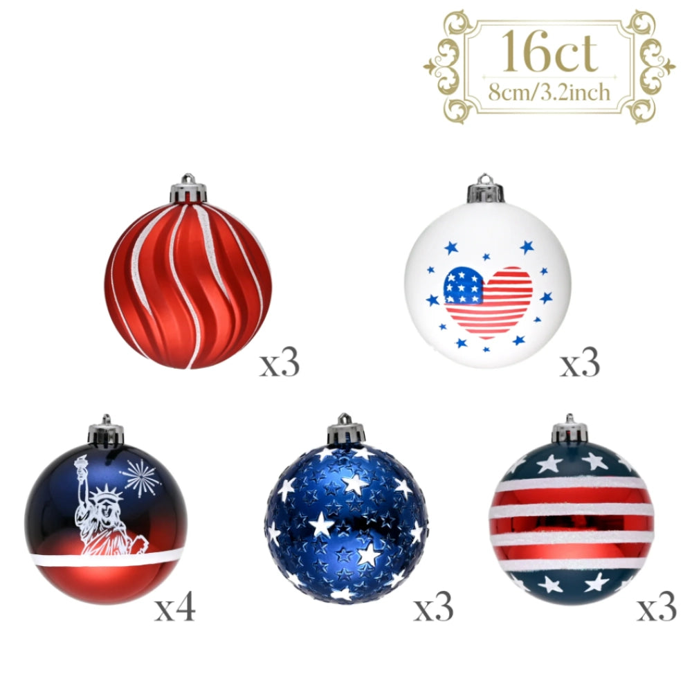 Independence Day Bauble, 16 Pc Ornament Set