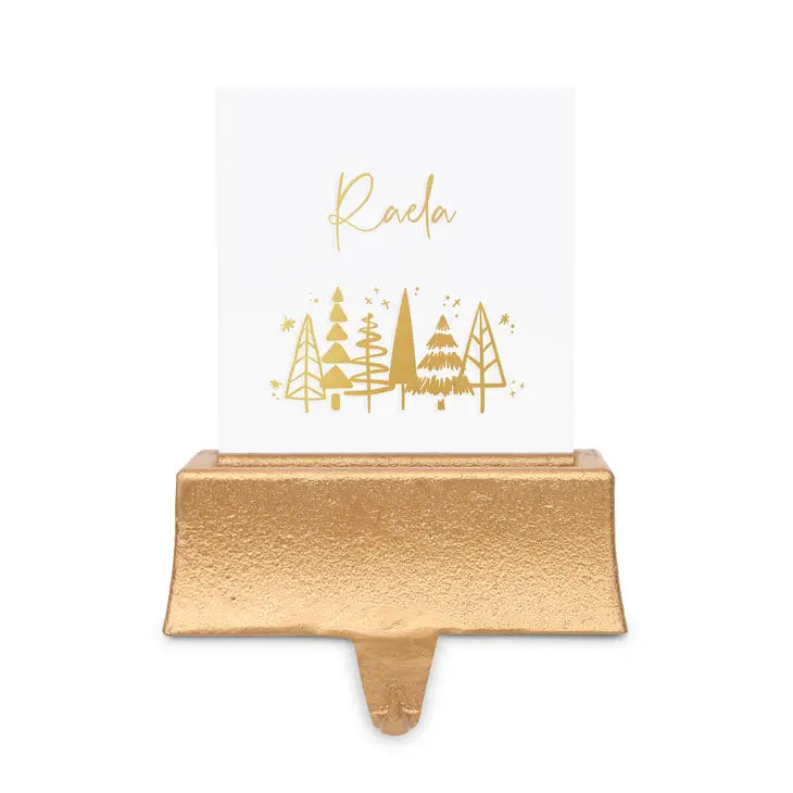Personalized Acrylic Stocking Holder with Weighted Base - Winter Pines