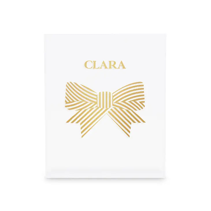 Personalized Acrylic Stocking Holder with Weighted Base - Festive Bow