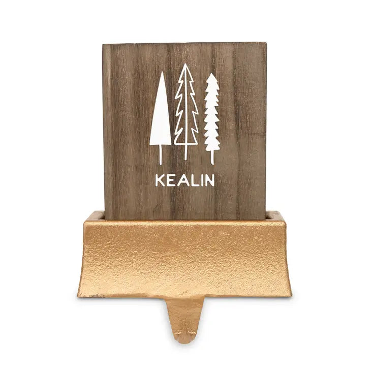 Personalized Stocking Holder with Weighted Base - Winter Pines