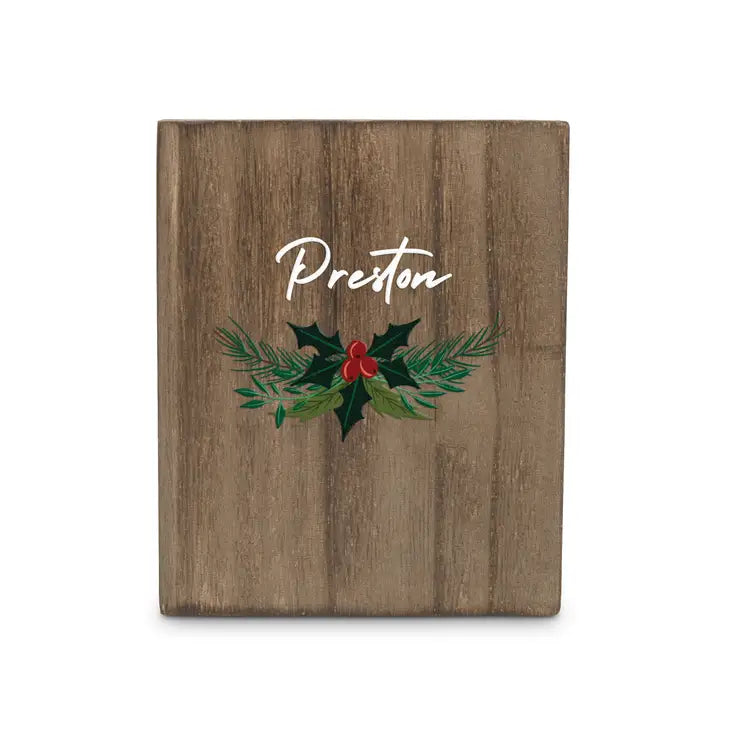 Personalized Stocking Holder with Weighted Base - Holly Berries