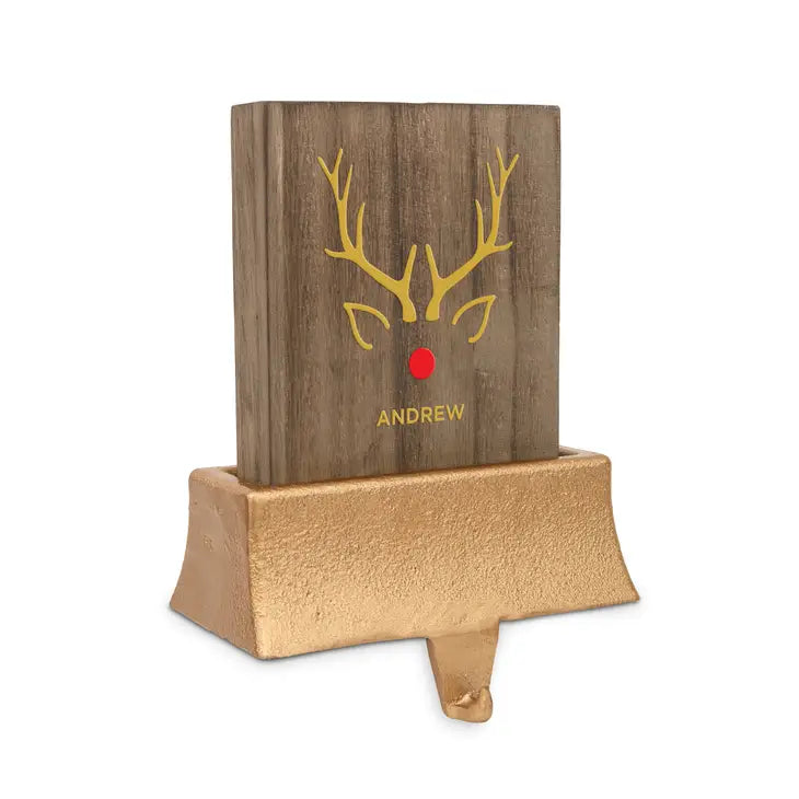 Personalized Stocking Holder with Weighted Base - Rudolph