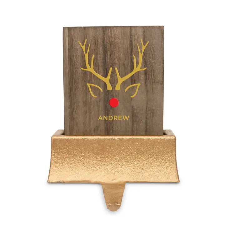 Personalized Stocking Holder with Weighted Base - Rudolph