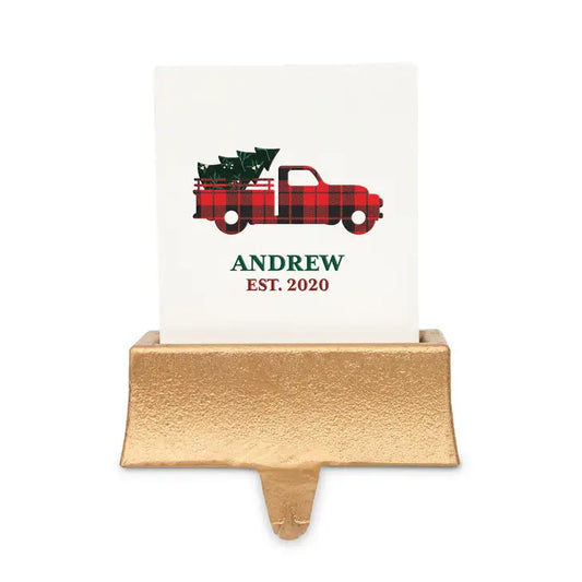 Personalized Stocking Holder with Weighted Base - Christmas Truck