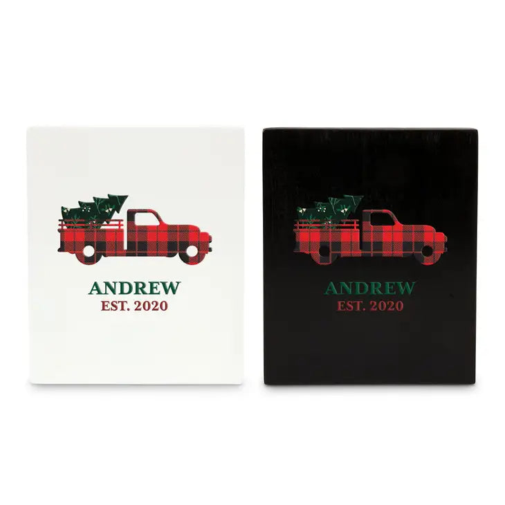 Personalized Stocking Holder with Weighted Base - Christmas Truck