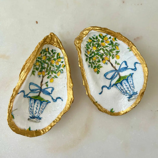 Lemon Tree Topiary Oyster Shell Jewelry Dish