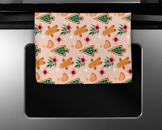 Christmas Gingerbread Waffle Weave Tea Towel