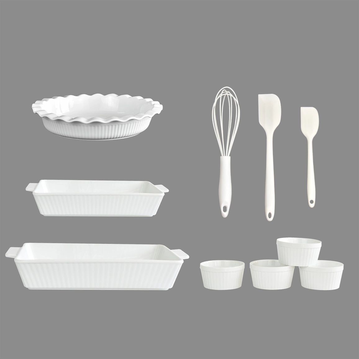 10-Piece Ceramic Bakeware Set – White - NY Gift Boutique