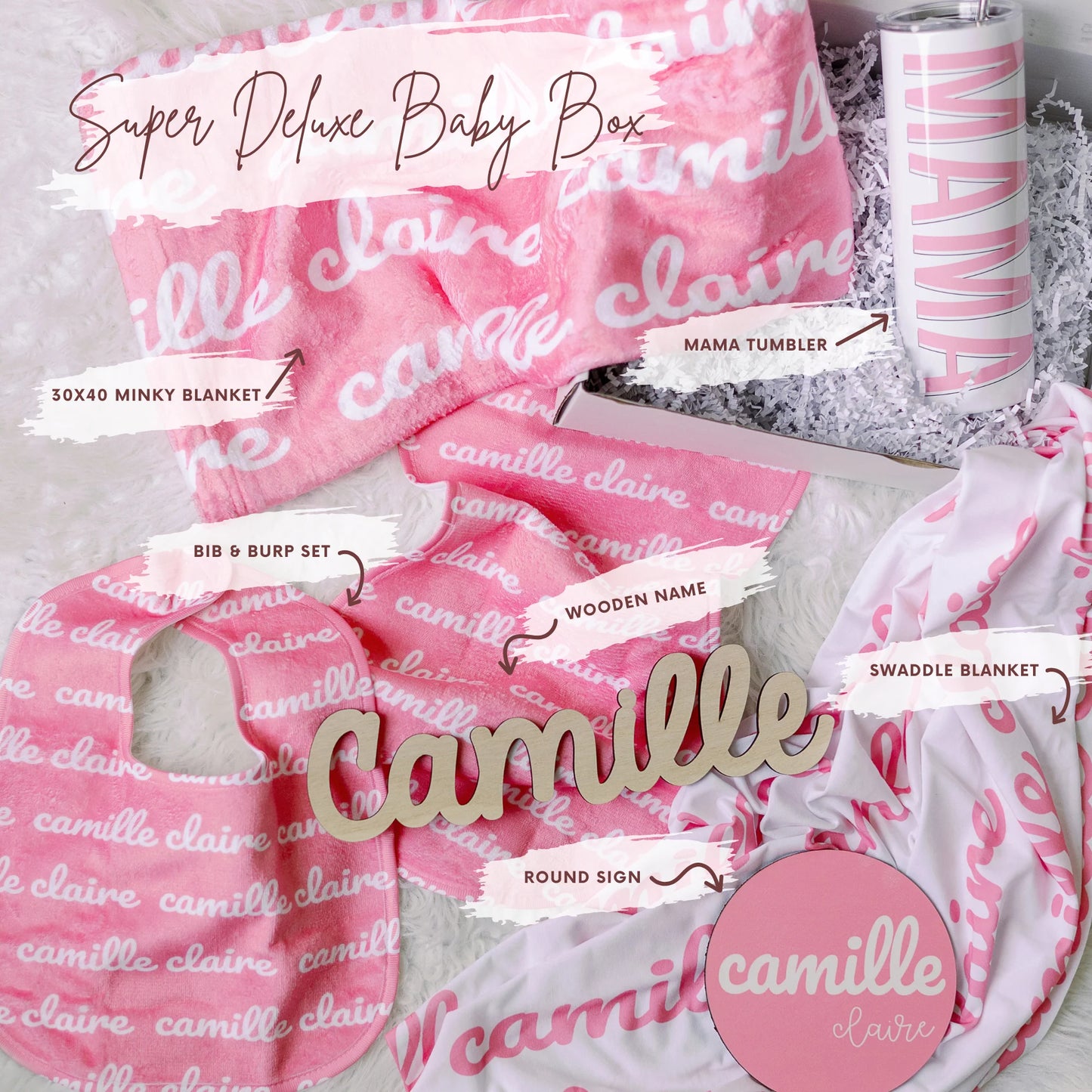 Super Deluxe Personalized Baby Blanket Gift Set