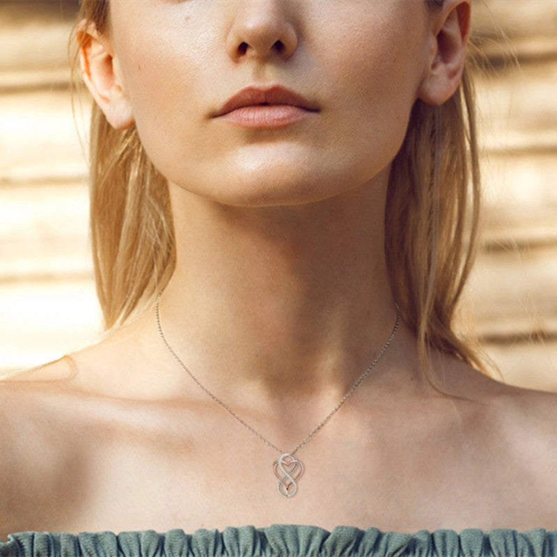 Moissanite Infinity Heart Necklace in 925 Sterling Silver