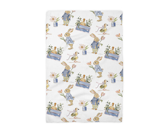 Easter Preppy Bunny Duck Waffle Weave Towel