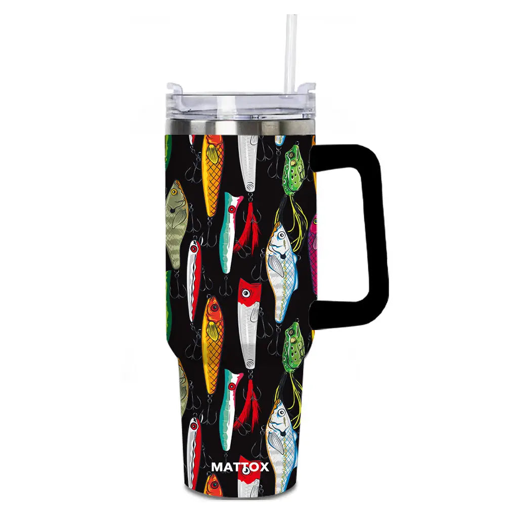 Fishing Lures 40oz Tumbler Cup with Straw