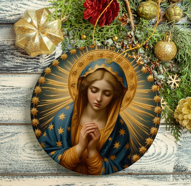 Praying Virgin Mary Painting Ceramic Ornament