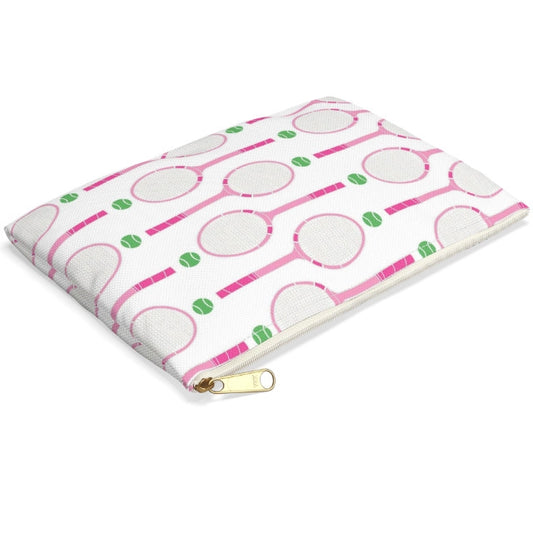 Tennis Rackets on White Canvas Pouch