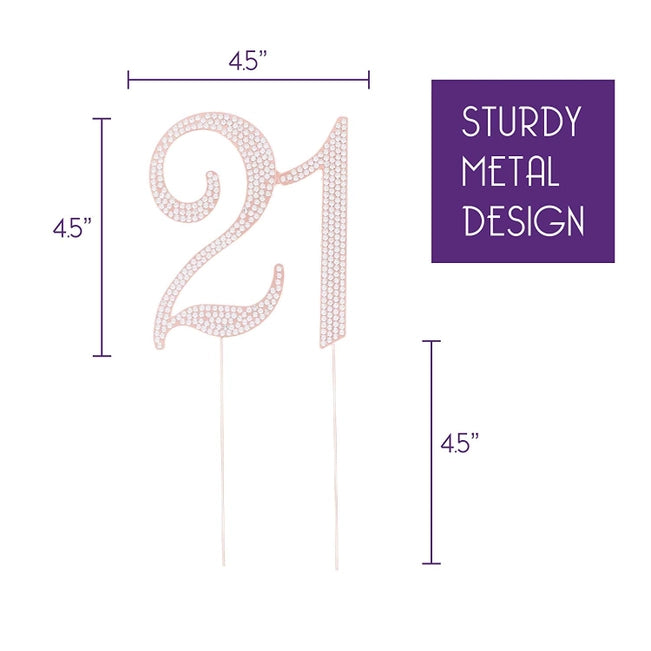 Crystal 21 Rose Gold Cake Topper