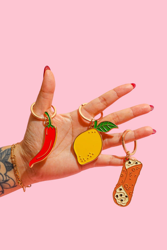 Cannoli Enamel Keychain Bag Charm - NY Gift Boutique