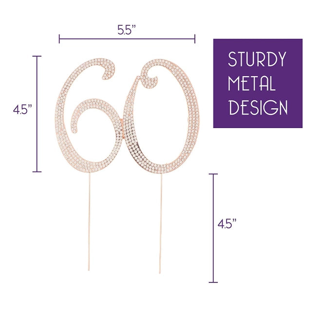 Rose Gold 60 Crystal Cake Topper