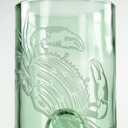 Upcycled Cooper Crab 12oz Green Repurposed Tumbler Set of 4