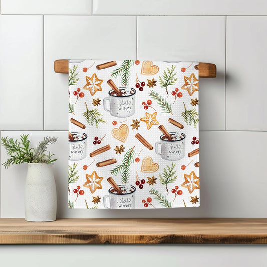 Christmas Winter Kitchen Waffle Weave Tea Towel