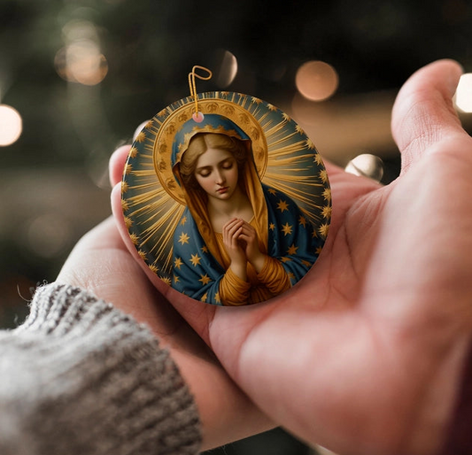 Gold Halo Mary Painting Ceramic Ornament