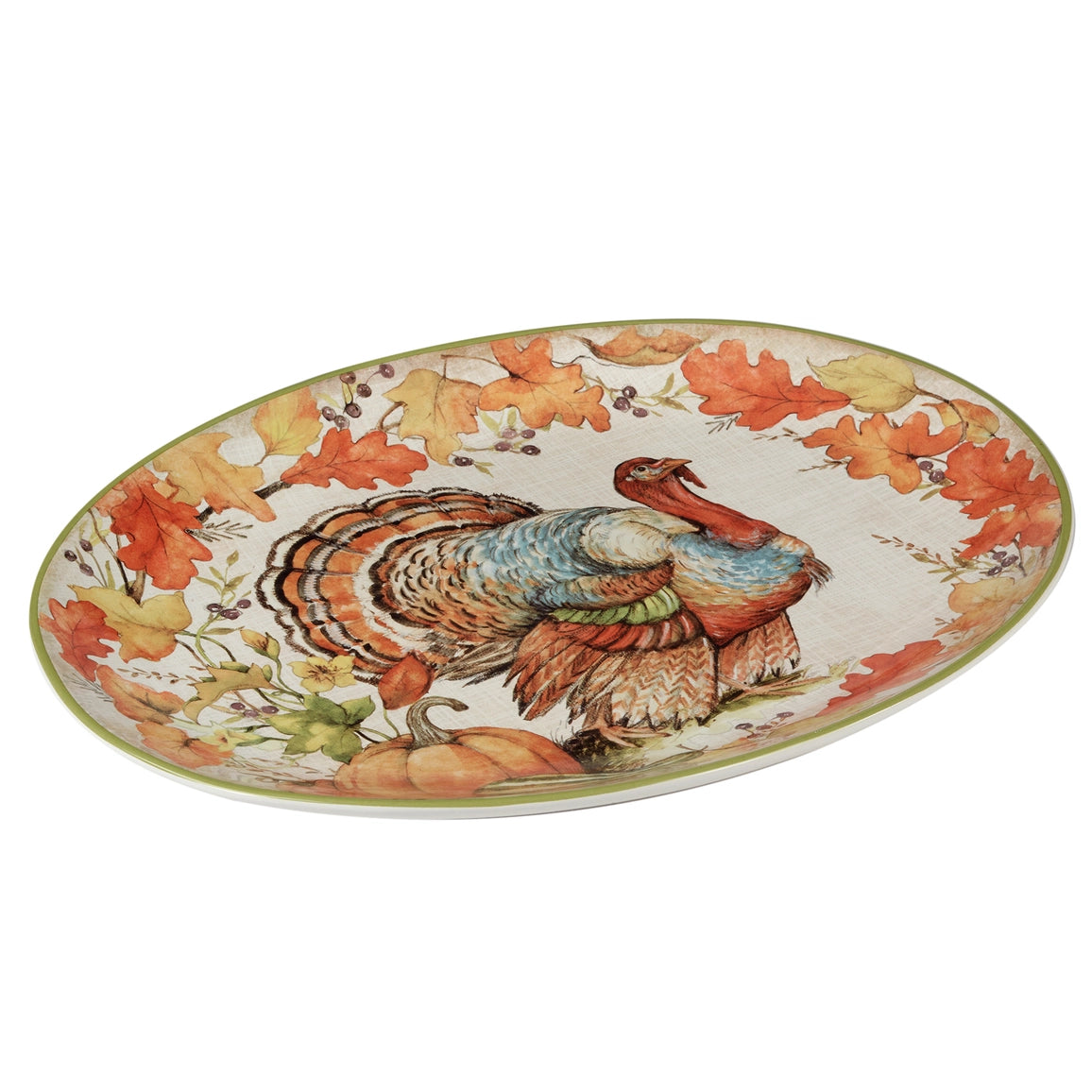 Autumn Harvest Breeze Oval Turkey Platter 16in X 12in