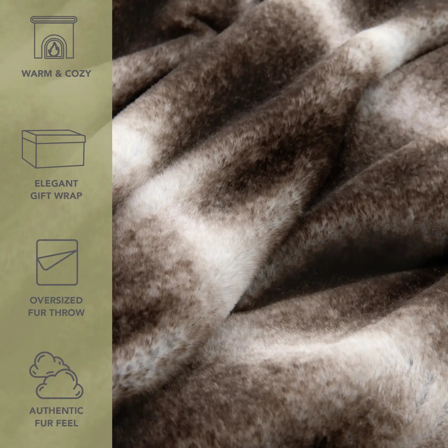 Bronze Moon Faux Fur Throw Blanket, Gift Box Inc