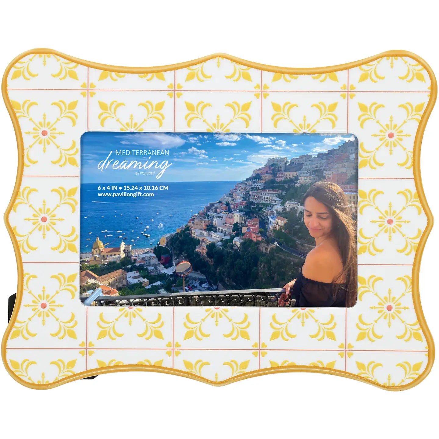 Yellow Pattern Picture Frame -4" X 6"