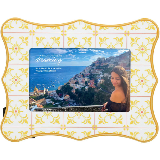 Yellow Pattern Picture Frame -4" X 6"