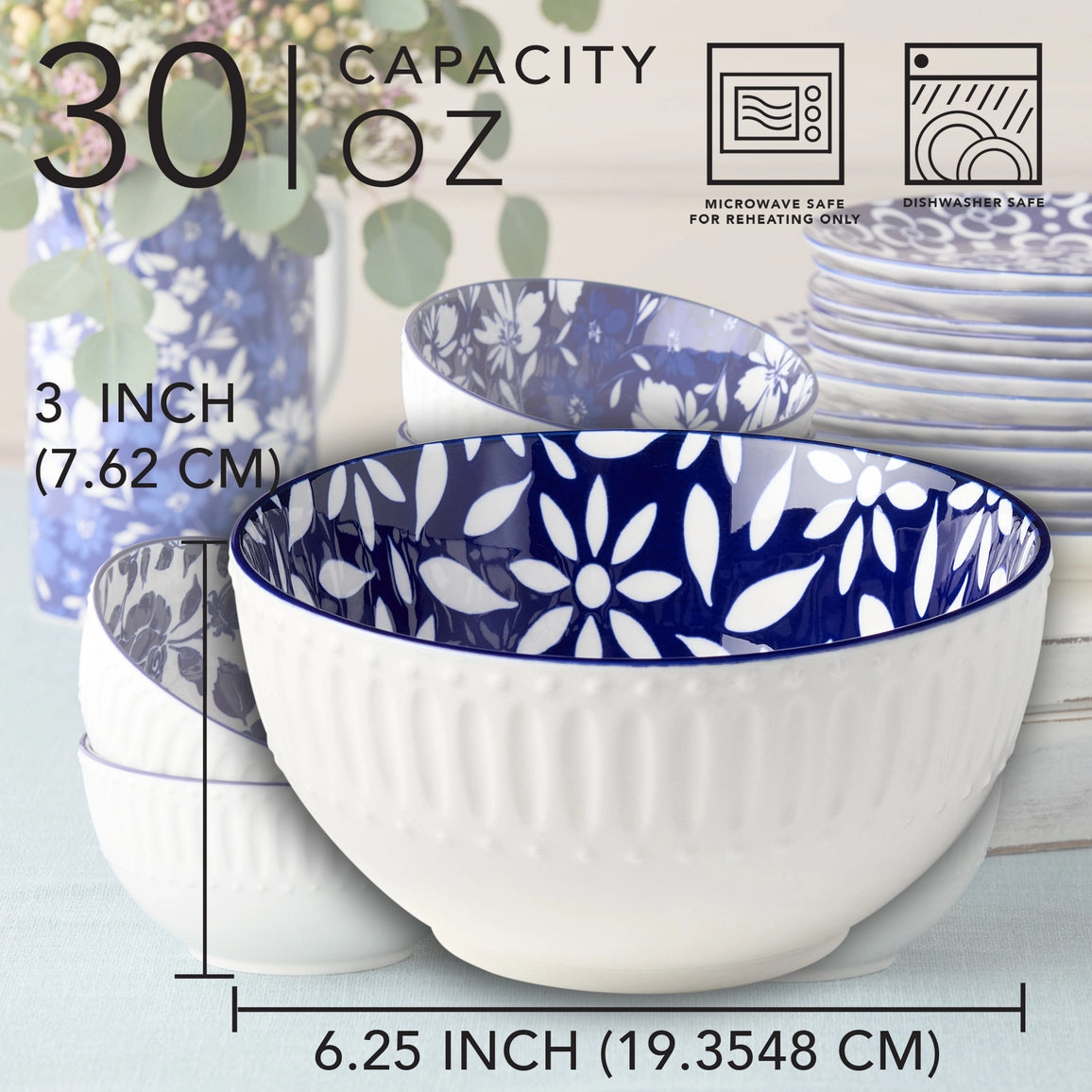 Madison All Purpose Bowl 6.25 " 30 oz Set of 12- 6 Asst Designs