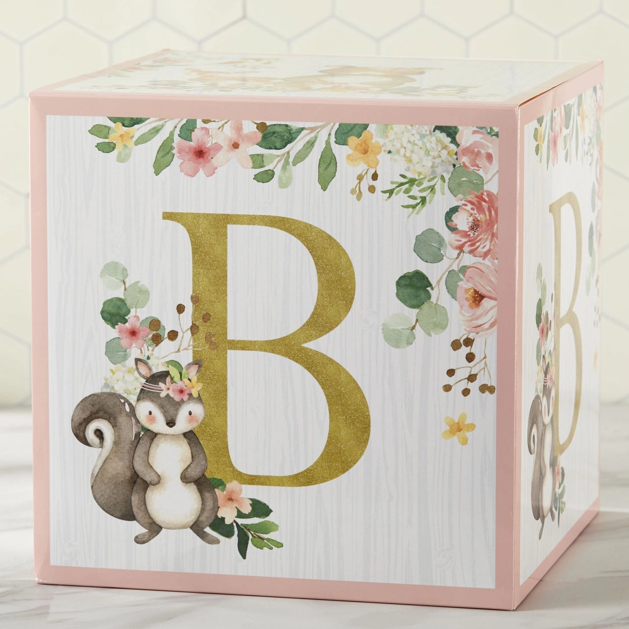 Woodland Baby Block Box - Pink (Set of 4)