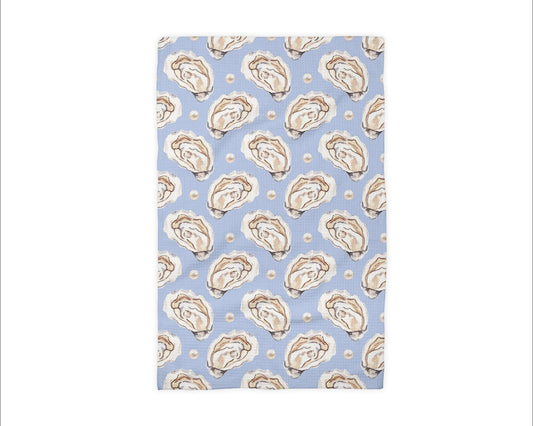 Oyster Shell Nautical Waffle Weave Tea Towel