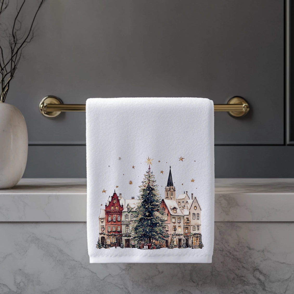 Christmas Village Fingertip Towel