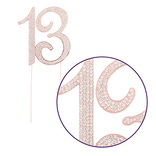 Rose Gold 13 Crystal Cake Topper