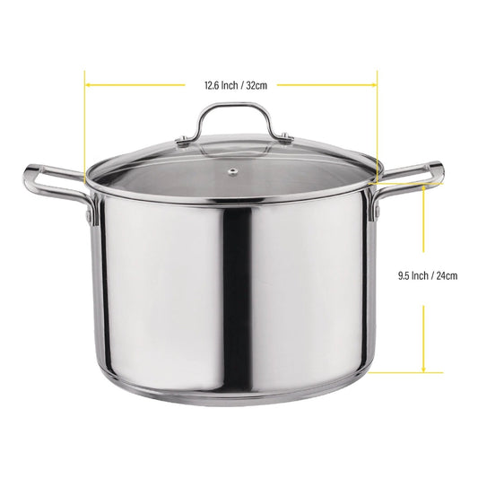 Gourmet Edge - 18/10 Stainless Steel Stock Pot W/Cover 20Qt - NY Gift Boutique