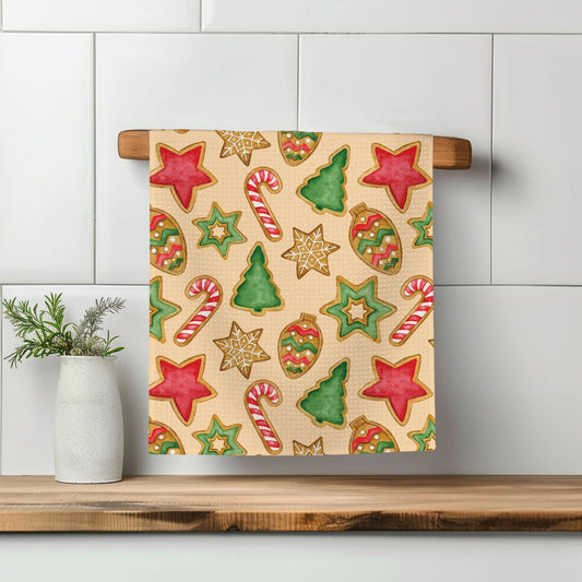 Christmas Cookie Waffle Weave Tea Towel