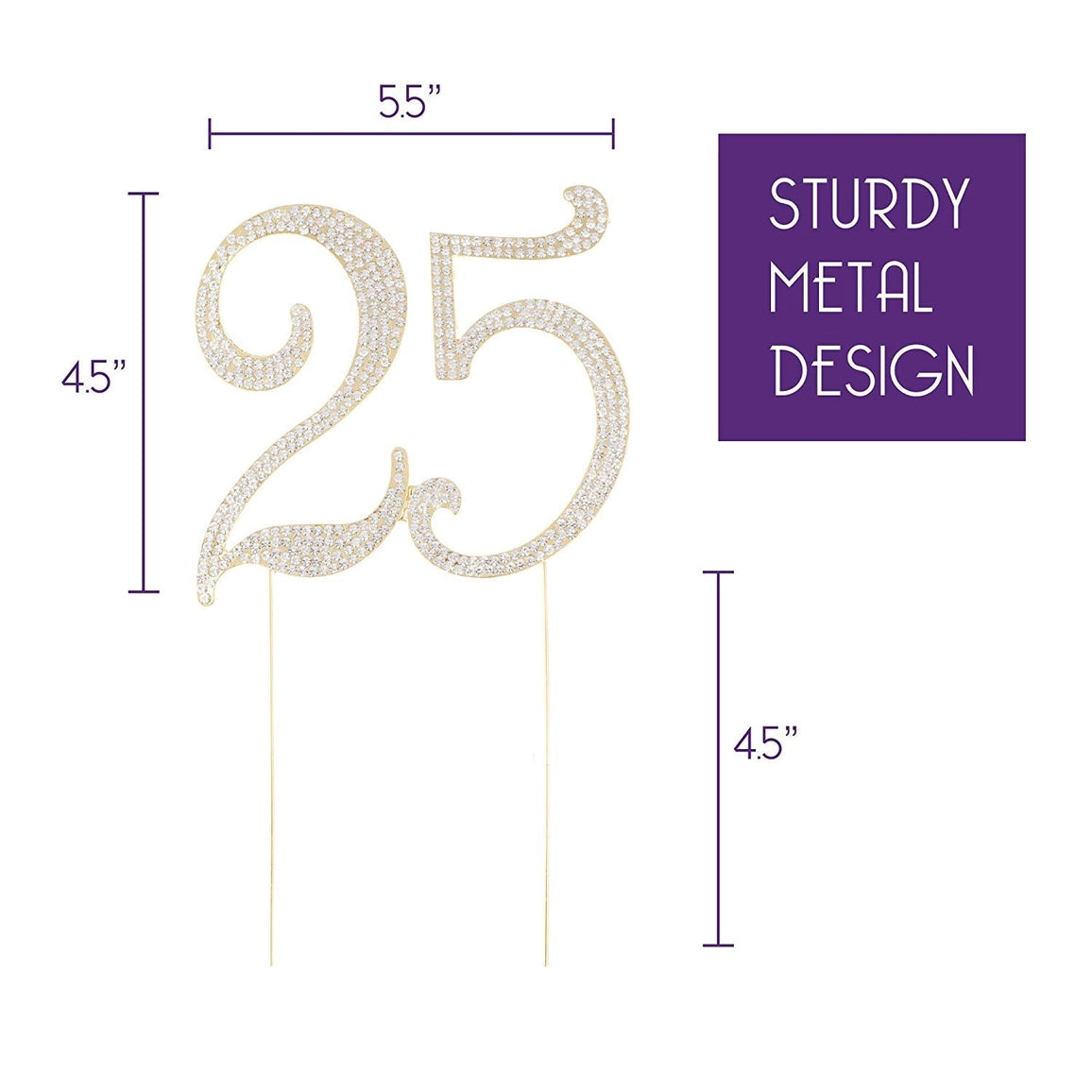 25 Crystal Cake Topper - Gold