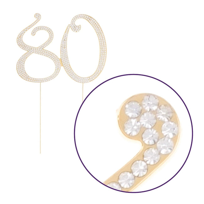Gold 80 Crystal Cake Topper