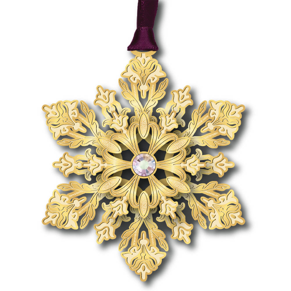 Glistening Snowflake Brass Ornament