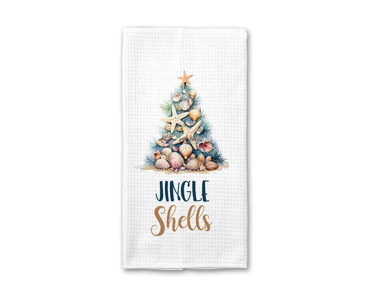 Jingle Shells Tree Waffle Weave Tea Towel