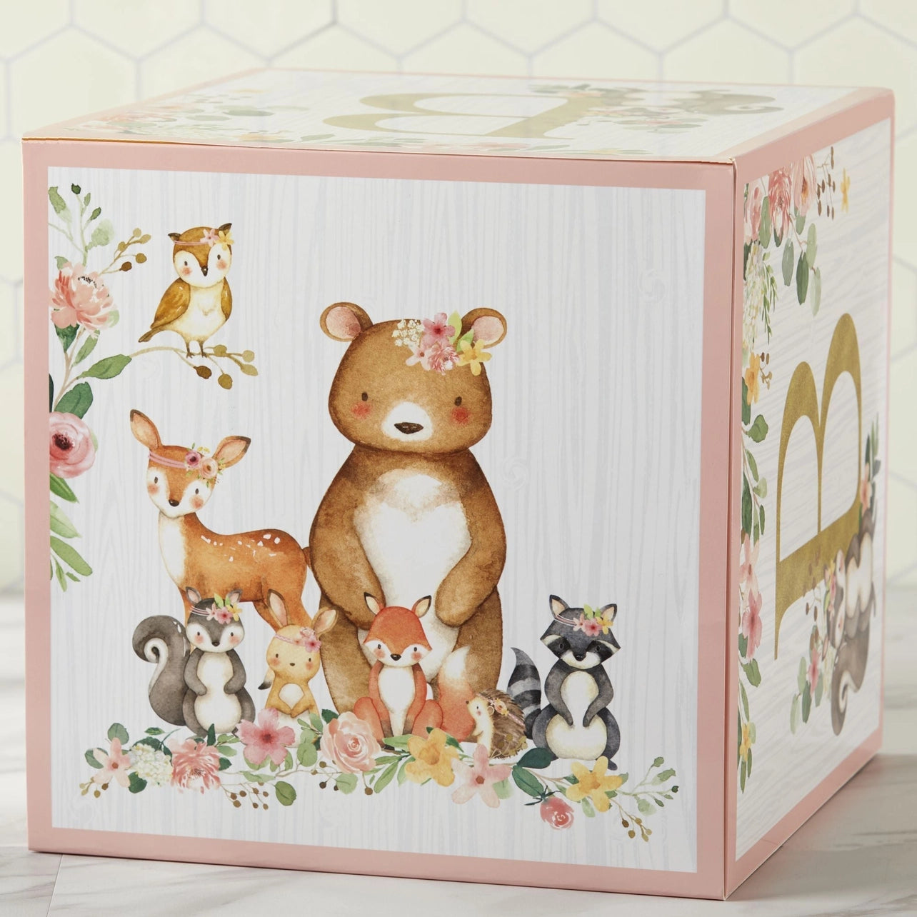 Woodland Baby Block Box - Pink (Set of 4)
