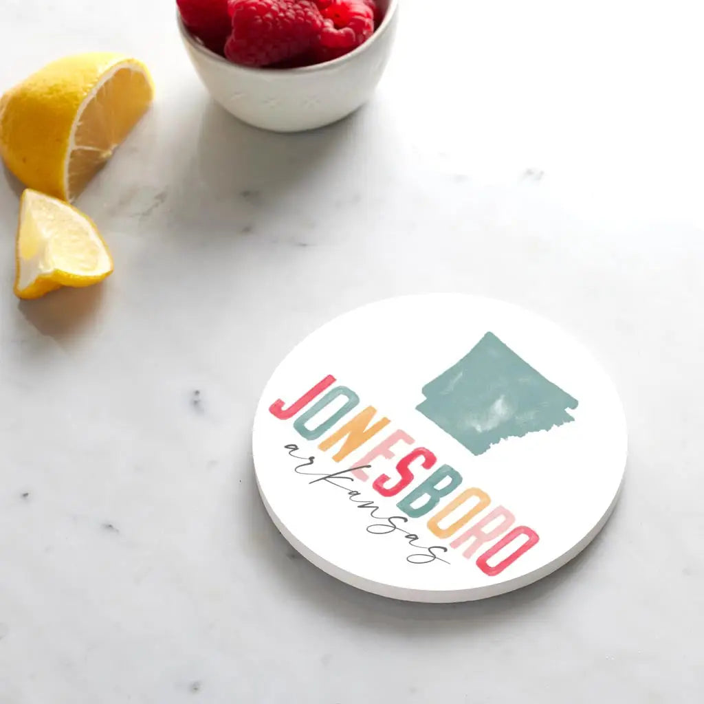 Custom City & State Ceramic Coasters Set of 2 - Watercolor