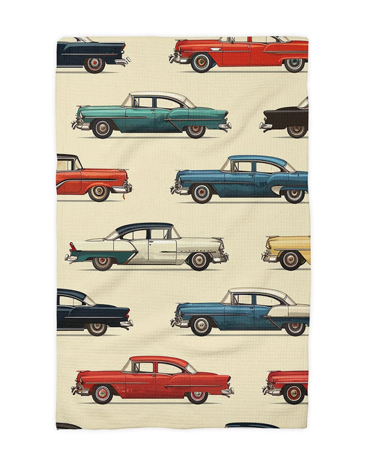 Vintage Car Retro Antique Waffle Weave Tea Towel