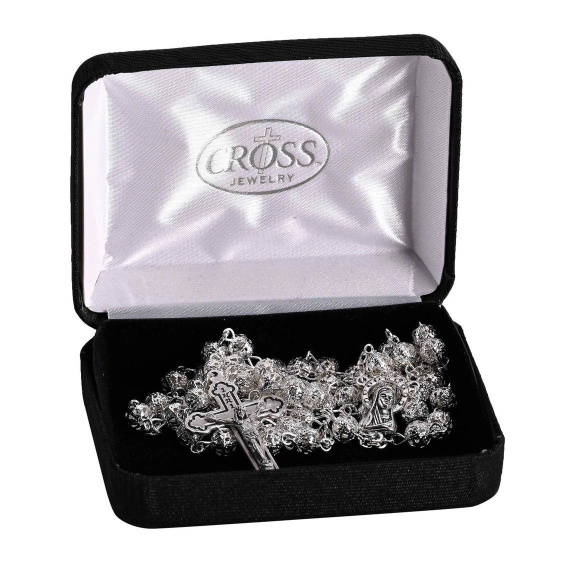 Rosary Silver Plate Metal Filigree 20"L - NY Gift Boutique